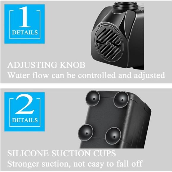 Submersible Pump, Small Fountain Pump with Tubing, Submersible Water Pump - Picture 4 of 8